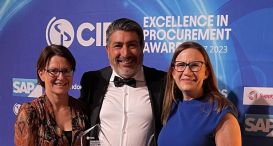 Three members of HealthShare NSW’s Procurement and Supply Chain team with their trophy, awarded at the CIPS ANZ Exellence in Procurement Awards 2023